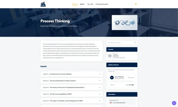 Course page in the School template
