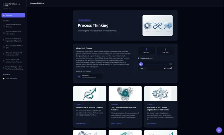 Course page in the Modern Dark template